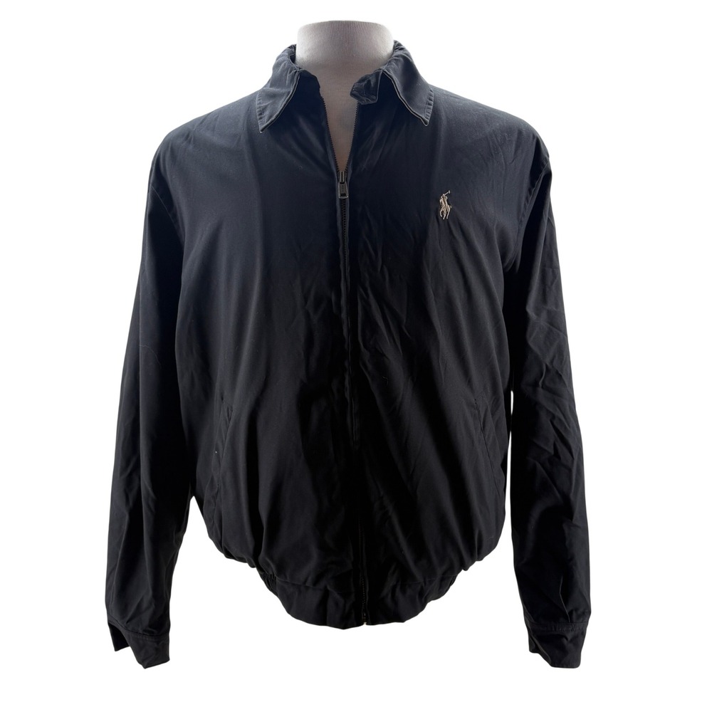 Polo Ralph Lauren Mens Harrington Jacket Black Full Zip Plaid Lined Small
